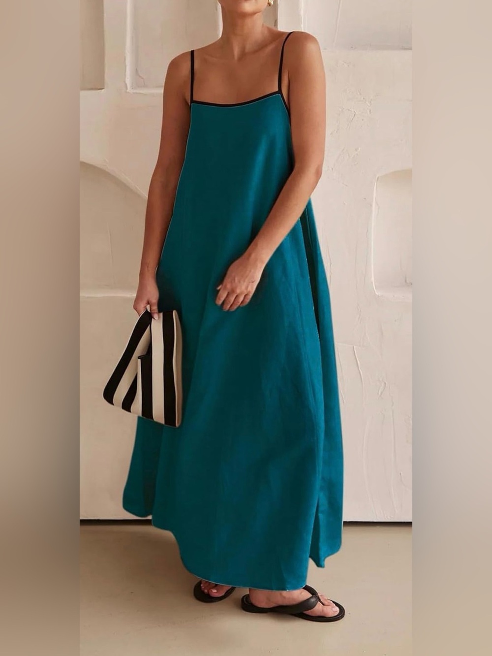 Teal Spaghetti Strap Maxi Dress